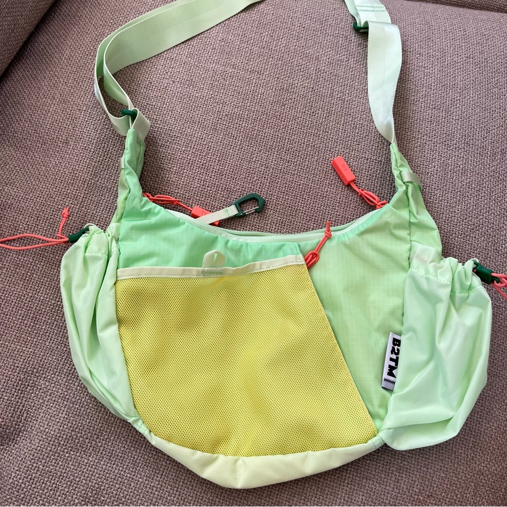 Baboon to the Moon Crescent Crossbody Bag Mint Green Pink